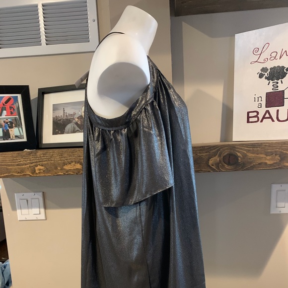 Loft Shimmer Cami Cold Shoulder Swing Dress - Picture 2 of 4